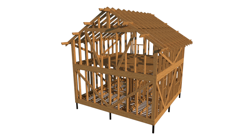 Модель полутораэтажного каркасного дома